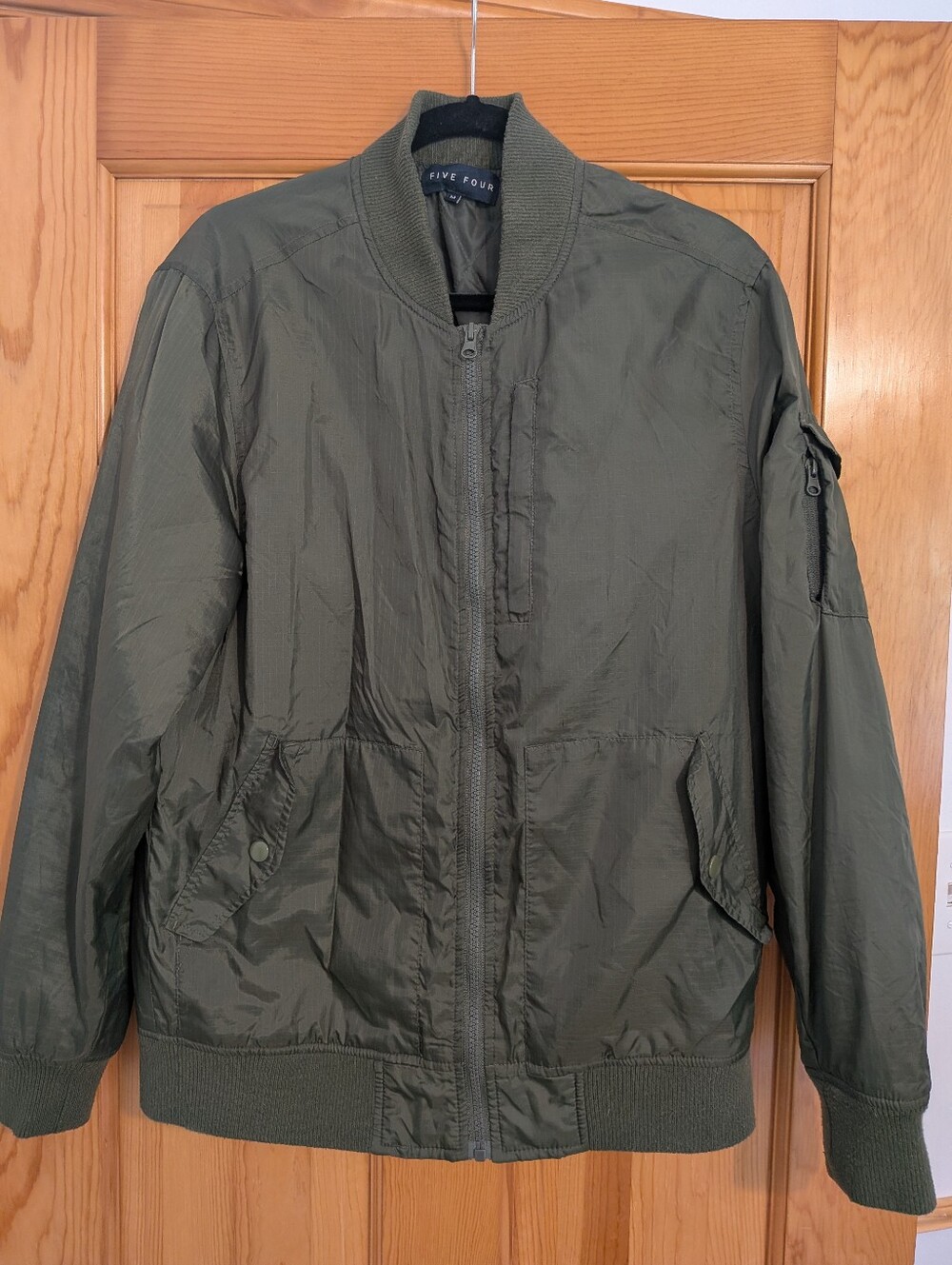 Five Four Olive Bomber Jacket with Utility Sleeve Pocket Size M